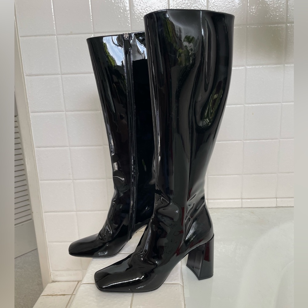 Prada Patent Knee High Boots